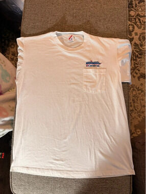 Vintage Carnival Cruise Lines Jerzees USA Made Embroidered Pocket T-Shirt XL